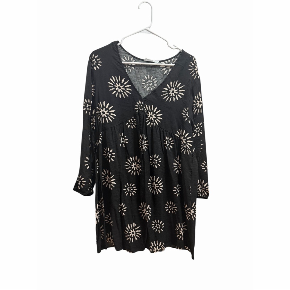 Black Dress with White Floral Pattern